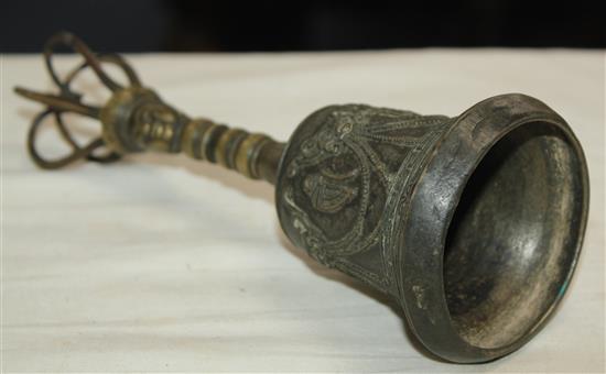 A Tibetan Vajra bell, 17th century, 21cm